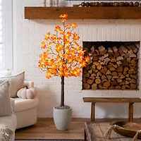 5ft. Pre-Lit Minimalist Autumn Maple Artificial Fall Tree with 96 Warm White LED Lights