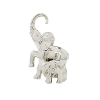 11" Silver Elephant Ceramic Sculpture