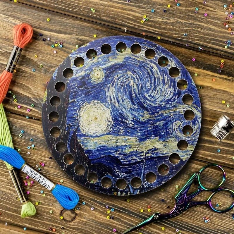 Wonderland Crafts Famous Paintings Starry Night Round Thread Organizer