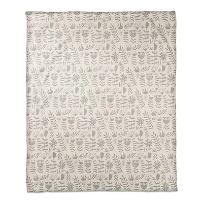 Mod Gray Florals 50" x 60" Coral Fleece Blanket