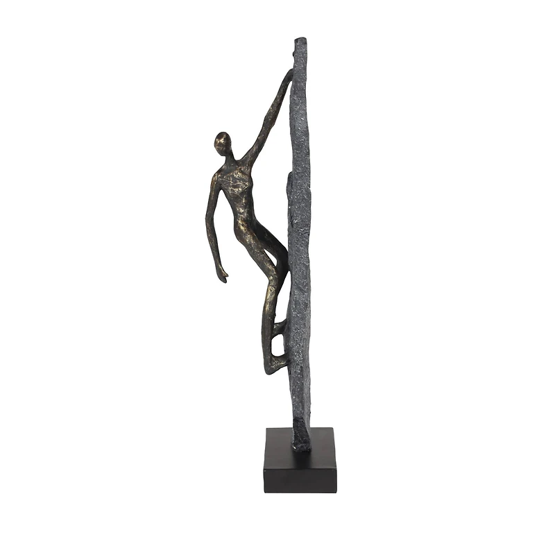 Bronze Resin Industrial Sculpture, Climbing 19" x 6" x 5"