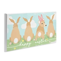 Stupell Industries Happy Easter Sentiment Bunny Tails Funny Corgi Dog Wall Plaque Art