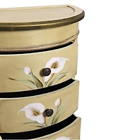 4-Drawer Antique Accessory Table with Calla Lily Floral Art