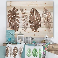 Designart - Tropical Monstera and Palm Leaf In Terracotta