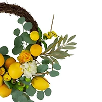 18" Yellow Lemons & Flowers Artificial Floral Spring Wreath