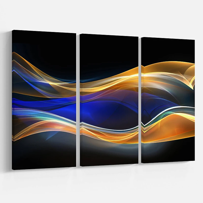 Designart - 3D Gold Blue Wave Design