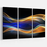 Designart - 3D Gold Blue Wave Design