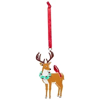 Reindeer with Cardinal and Wreath Christmas Ornament - 4"