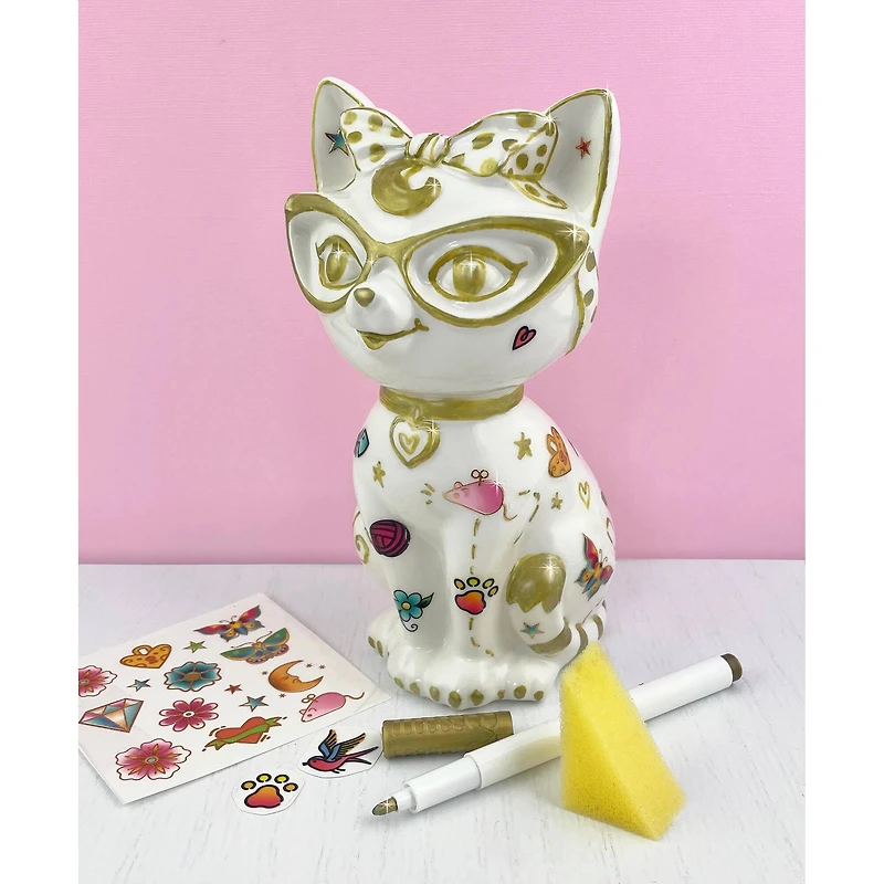 Bright Stripes Tattoo A Ceramic Kitty Bank Activity Kit