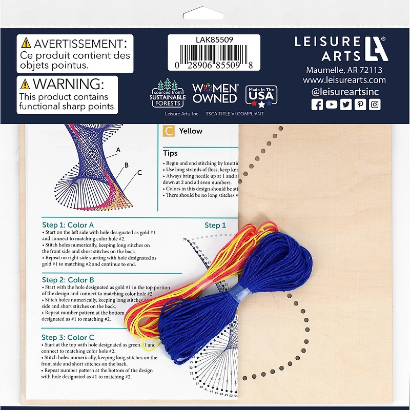 Leisure Arts® Intermediate Vortex Wood Stitched String Art Panel Kit