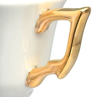 Hello Honey® Assorted Stoneware Footed Teacup with Saying and Gold Electroplating Set