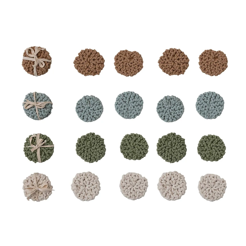 Hello Honey® 4" Mixed Round Cotton Crocheted Coasters, 16ct.