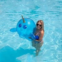 Swim Central 29" Inflatable Blue Narwhal Beach Ball with Tusk