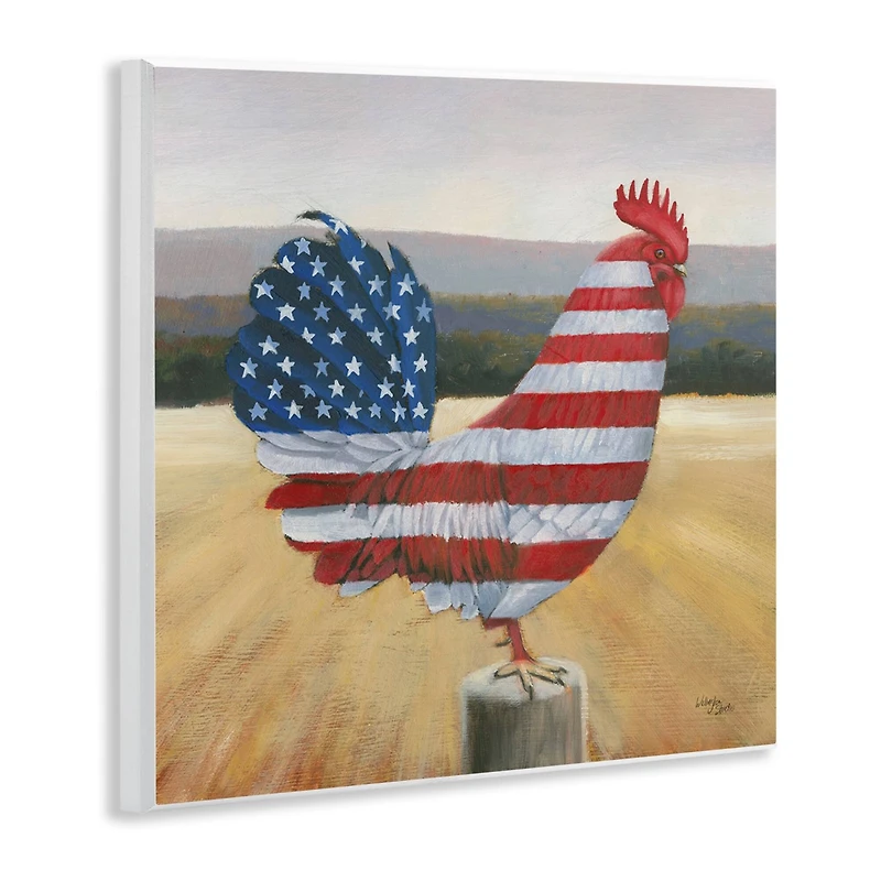 Stupell Industries American Flag Rooster Wall Plaque Art