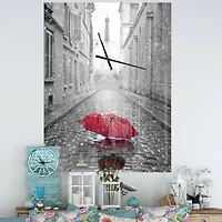 Designart 'Eiffel View From Paris Street French Country Rectangular Wall Clock