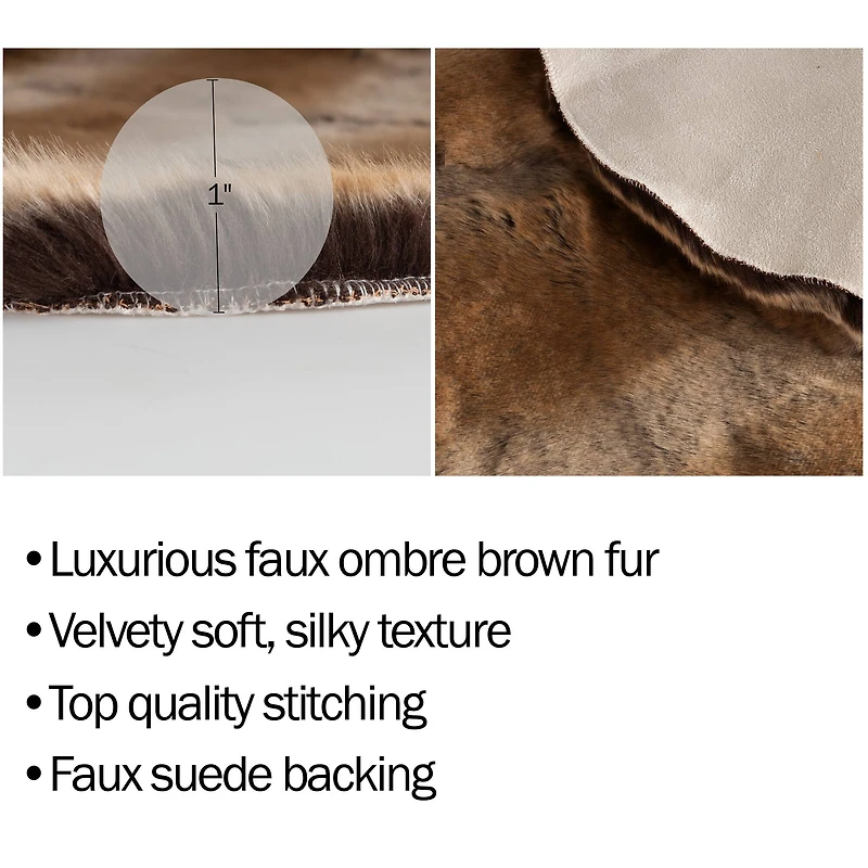Hastings Home Brown Faux Sheepskin Fur Rug, 4ft. x 5ft.