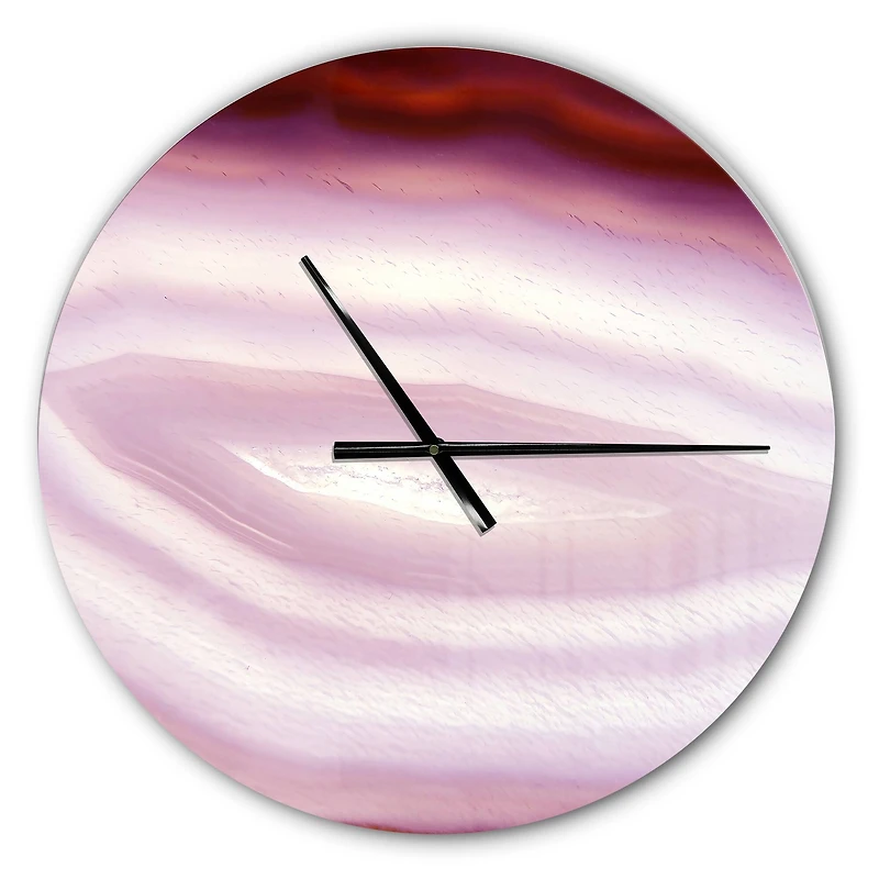 Designart Pink Agate Geode Geological Crystals Wall Clock