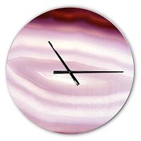 Designart Pink Agate Geode Geological Crystals Wall Clock