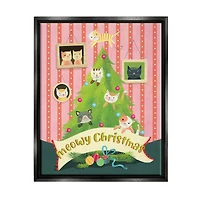 Stupell Industries Meowy Christmas Cat Tree Framed Floater Canvas Wall Art