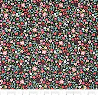 SINGER Pink Small Floral Dark Cotton Fabric