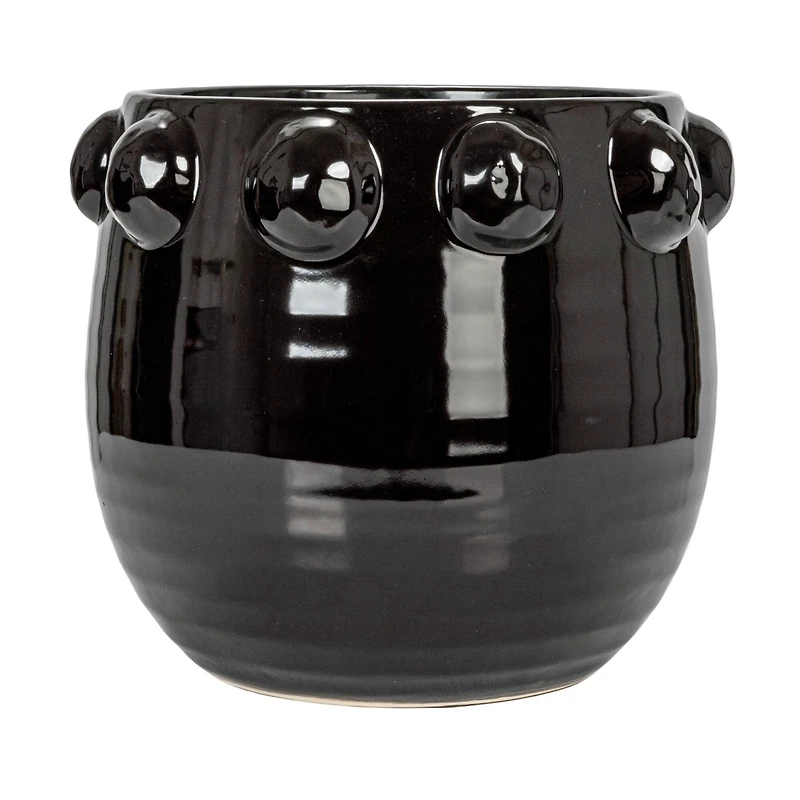 Hello Honey® 10.5" Black Raised Dots Terra Cotta Planter