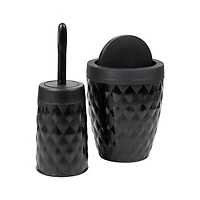 Mind Reader Round Diamond Wastepaper Basket & Toilet Brush Bathroom Set
