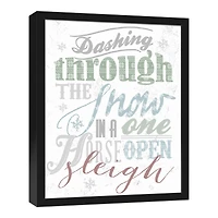 Dashing Through the Snow Typography Framed Canvas Wall Art
