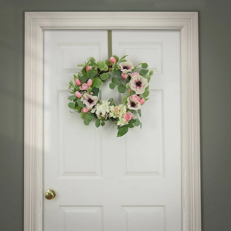 22" Hydrangea, Tulip, & Eucalyptus Spring Wreath