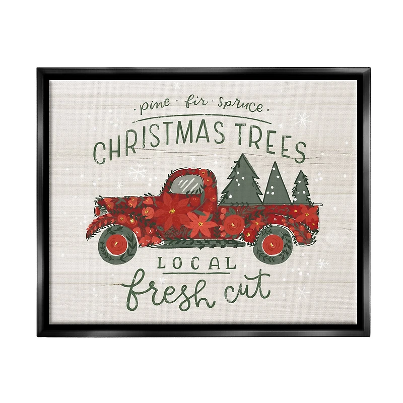 Stupell Industries Local Fresh Cut Christmas Trees Framed Floater Canvas Wall Art