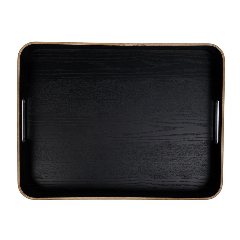 Hello Honey® 19.75" Black Oak Wood Serving Tray with Handles