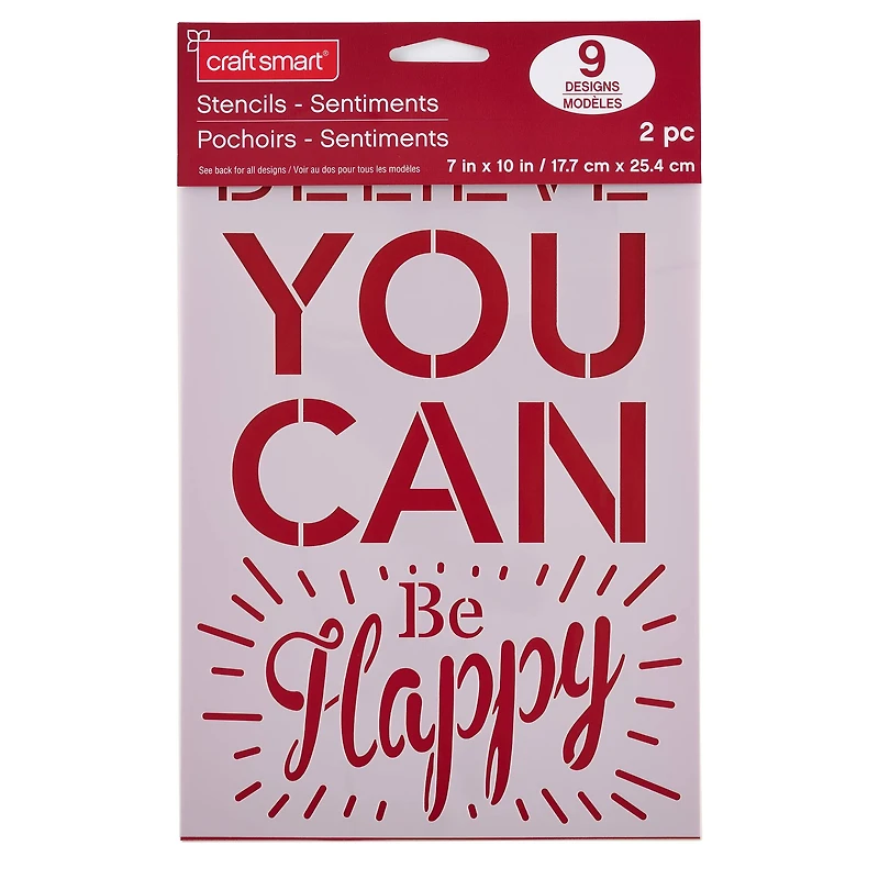 Sentiments Plastic Stencils, 7" x 10" by Craft Smart®