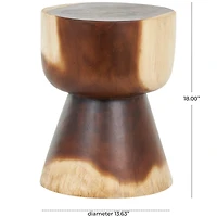 18" Brown Wood Grain Accent Table