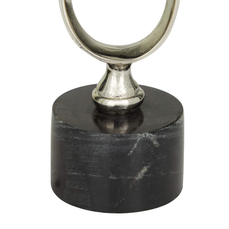 Silver Aluminum Modern Candle Holder Set, 15'' & 19''