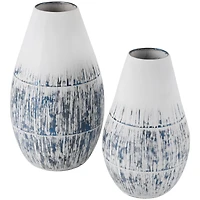 Blue & White Metal Brushed Vase Set