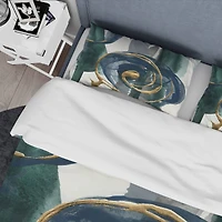 Designart 'Indigo and Gold I' Geometric Bedding Set