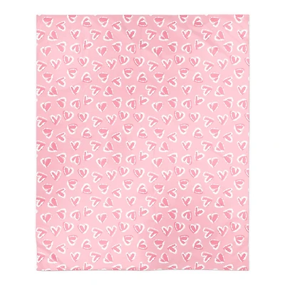 Pink Cute Hearts Sherpa Fleece Throw Blanket