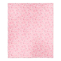 Pink Cute Hearts Sherpa Fleece Throw Blanket