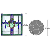 Design Toscano 17" Nightshade Arts & Crafts Tiffany-Style Stained Glass Window Hanging Décor 