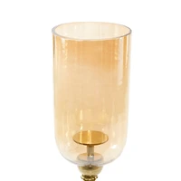 34" Gold Aluminum & Glass Traditional Candlestick Holder