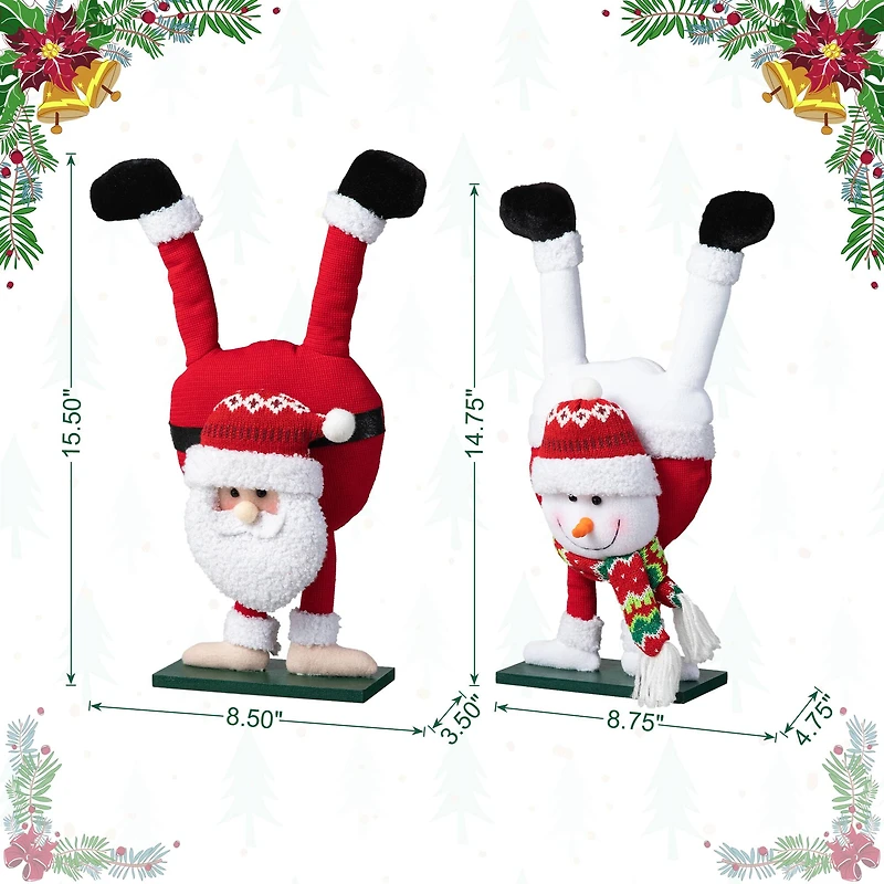 Glitzhome® Upside Down Fabric Santa & Snowman Table Décor Set