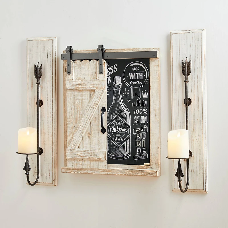 Glitzhome® 19.75" Farmhouse Wooden Chalkboard Barn Door