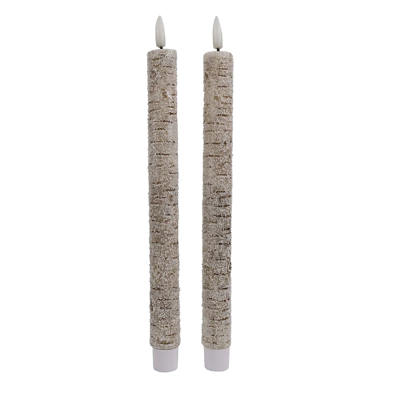 10.5" Frosted Birch LED Wax Taper Candles, 2ct. by Ashland®