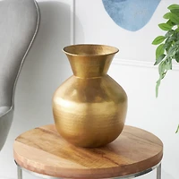 13" Gold Hammered Texture Metal Vase