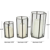 CosmoLiving by Cosmopolitan Clear Hexagon Metal Candle Lantern Set