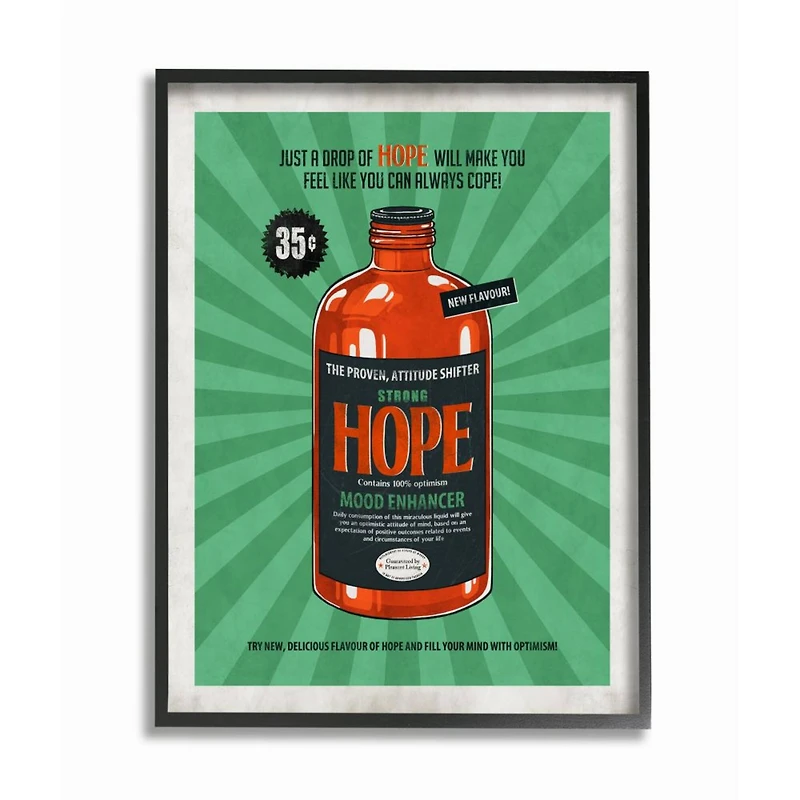 Stupell Industries Strong Hope Inspirational Black Framed Wall Art