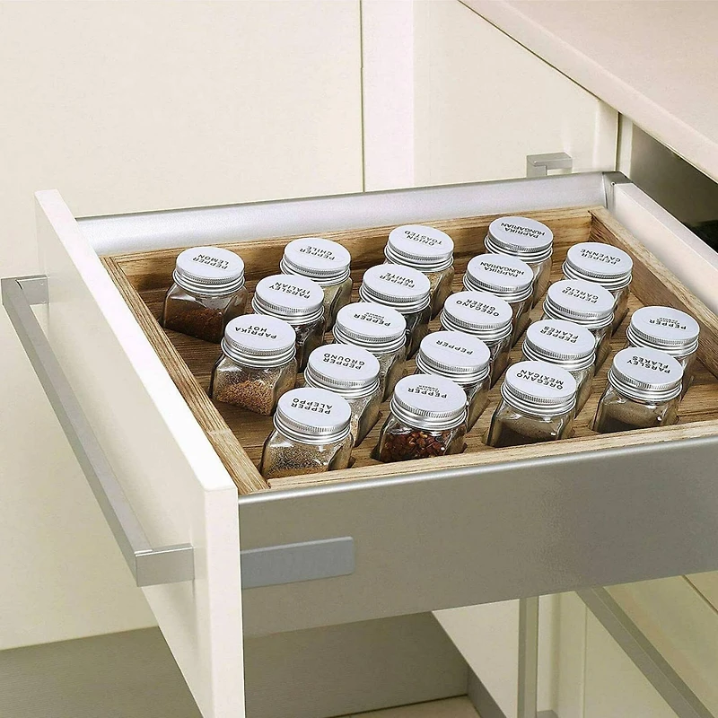 Freestanding Countertop Spice Shelf Holder with 20 Glass Jars