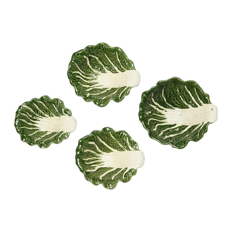 Hello Honey® Green Hand-Painted Cabbage Shaped Stoneware Bowls, 4ct.