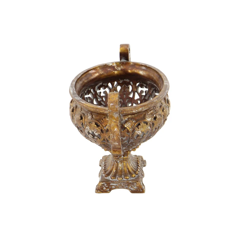 19" Gold Traditional Decorative Bowl Accent with Stand