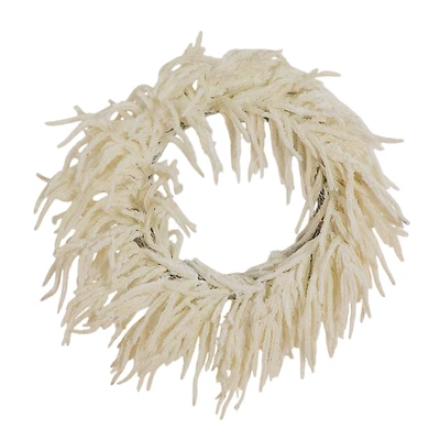 24in. Artificial Real Touch White Norfolk Island Pine Wreath with Natural Look