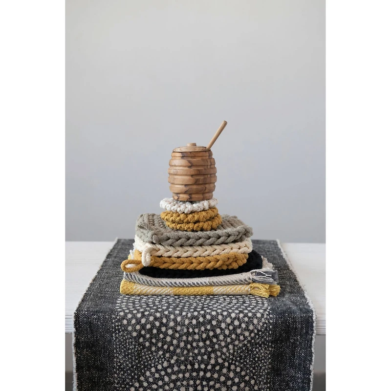 Hello Honey® Round Cotton Crocheted Coaster Set